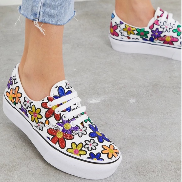 flower glitter vans